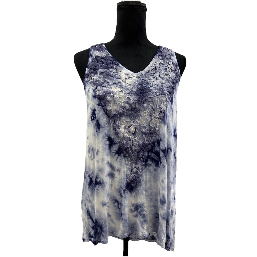 Knox Rose Size Small Top Purple Tie Dye Sleeveless Tank V Neck NWT